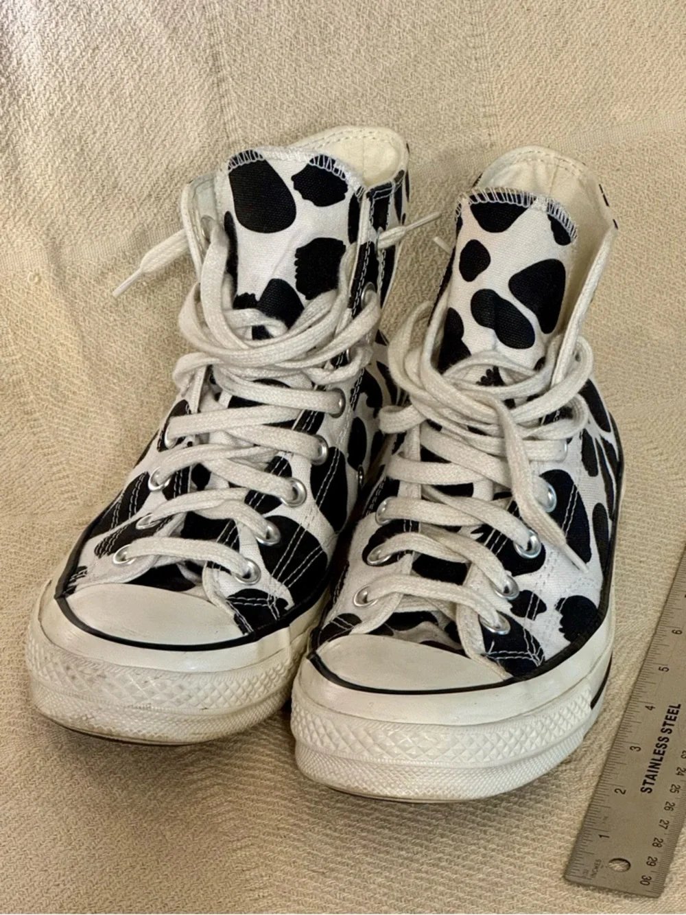 Converse High Top Sneakers - Black & White Cow Spot - Picture 5 of 7